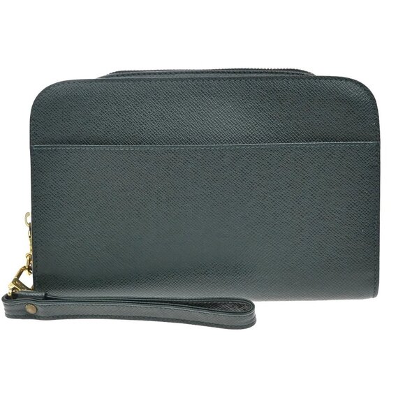 LOUIS VUITTON LV Logo BAIKAL Clutch Hand Bag Taiga Leather Epicea M30184 66KB262 - Picture 1 of 15